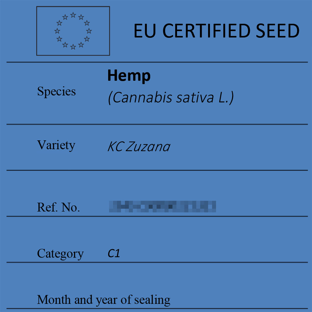 Certified hemp seeds KC Zuzana label
