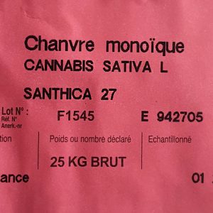 Certified hemp seeds Santhica 27 label