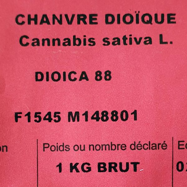 Certified hemp seeds Dioica 88label