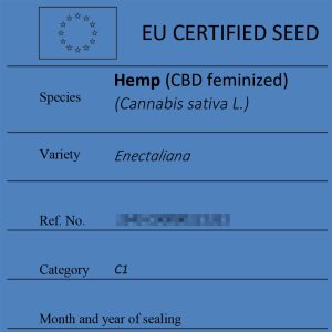 Certified hemp seeds Enectaliana label