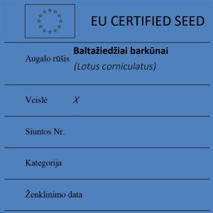 Baltažiedžiai barkūnai Melilotus albus sertifikuotos seklos etikete