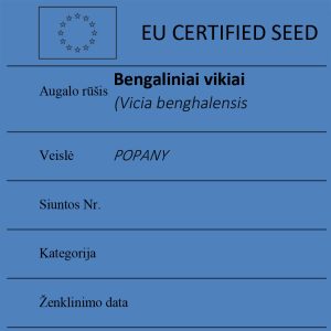 Bengaliniai vikiai Vicia benghalensis sertifikuotos seklos etikete