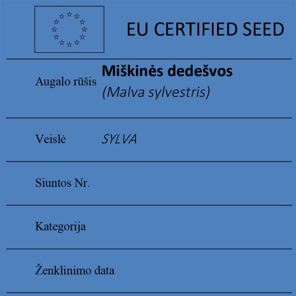 Miškinės dedešvos Malva sylvestris sertifikuotos seklos etikete