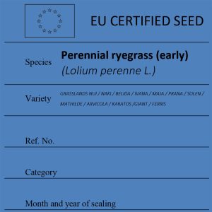 Perennial ryegrass (early) Lolium perenne L. certified seed label