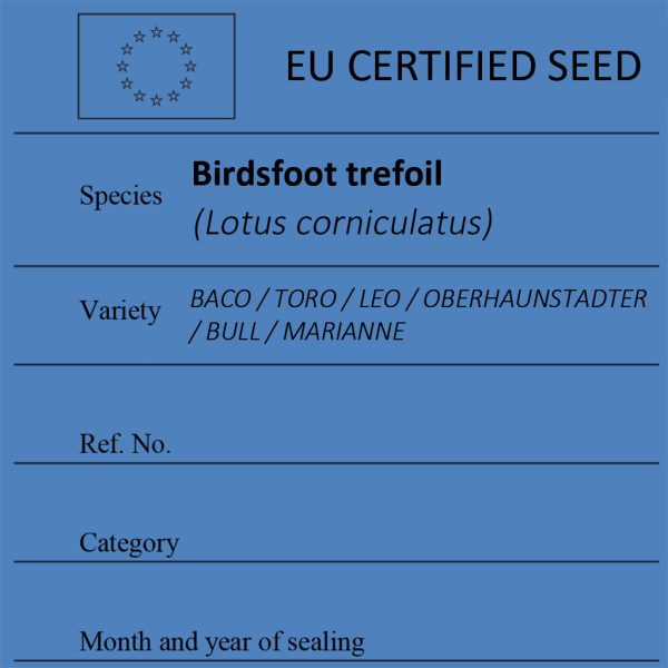Birdsfoot trefoil Lotus corniculatus certified seed label