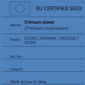 Crimson clover Trifolium incarnatum certified seed label