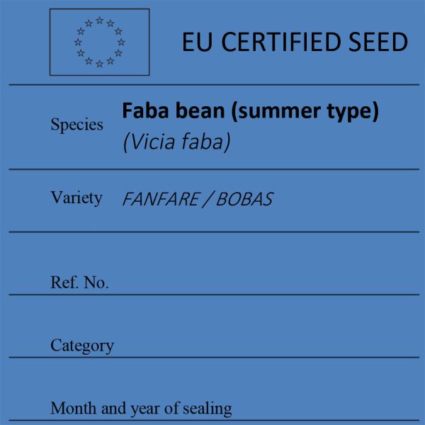 Faba bean (summer type) Vicia faba certified seed label