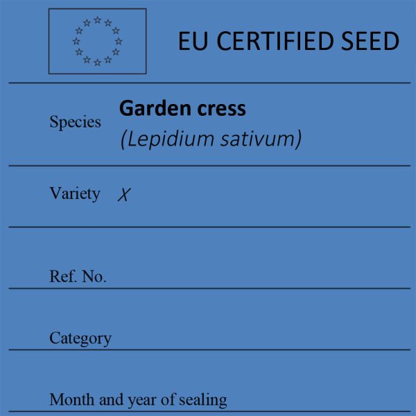 Garden cress Lepidium sativum certified seed label