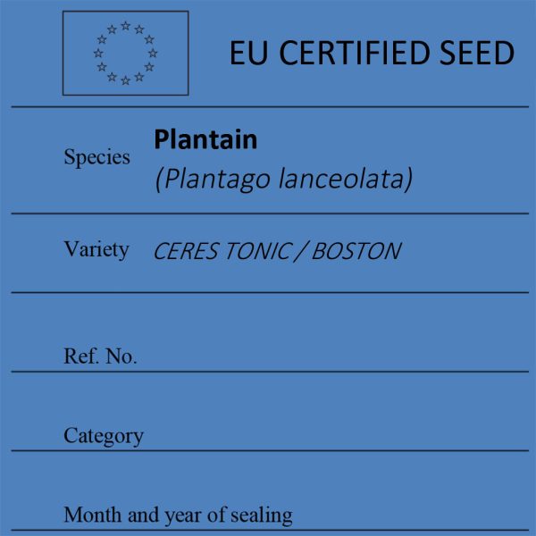 Plantain Plantago lanceolata certified seed label