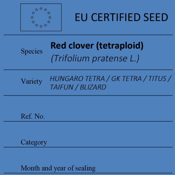 Red clover (tetraploid) Trifolium pratense L. certified seed label