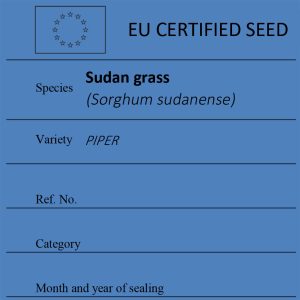 Sudan grass Sorghum sudanense certified seed label