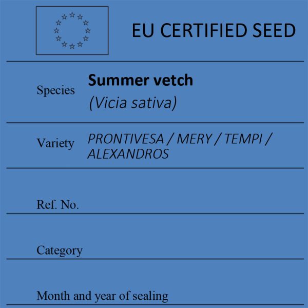 Summer vetch Vicia sativa certified seed label