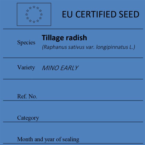 Tillage radish Raphanus sativus var. certified seed label