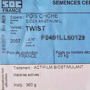 Twist Chickpea Cicer arietinum certified seed label