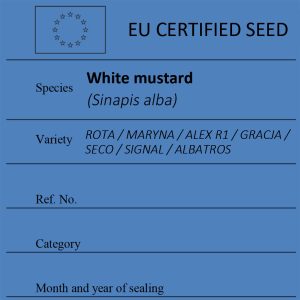 White mustard Sinapis alba certified seed label