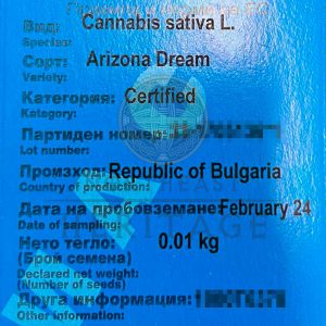Certified-hemp-seeds-Arizona-Dream-label