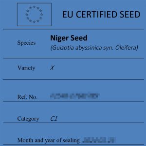 Niger Seed Guizotia abyssinica syn. Oleifera certified seed label